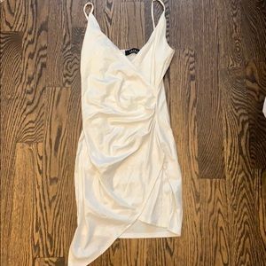 Akira white snake print asymmetrical dress